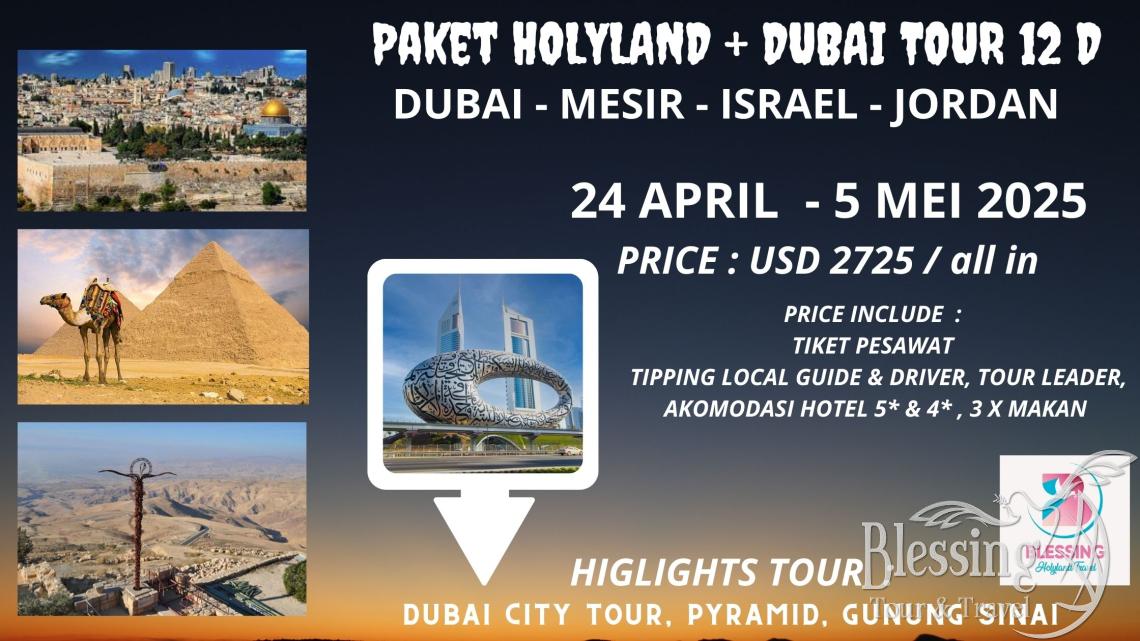 TOUR HOLYLAND 24 APRIL - 5 MEI 2025