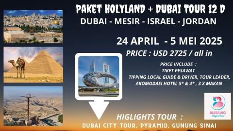 TOUR HOLYLAND 24 APRIL - 5 MEI 2025