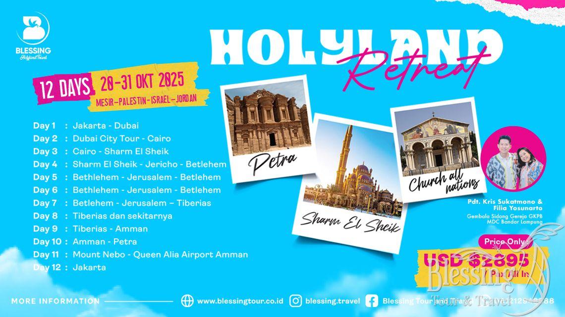 PAKET RETREAT HOLYLAND TOUR 20 OKTOBER 2025