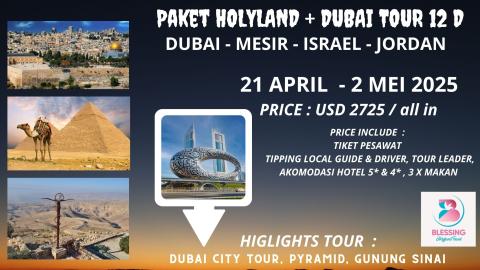 TOUR HOLYLAND 21 APRIL - 2 MEI 2025